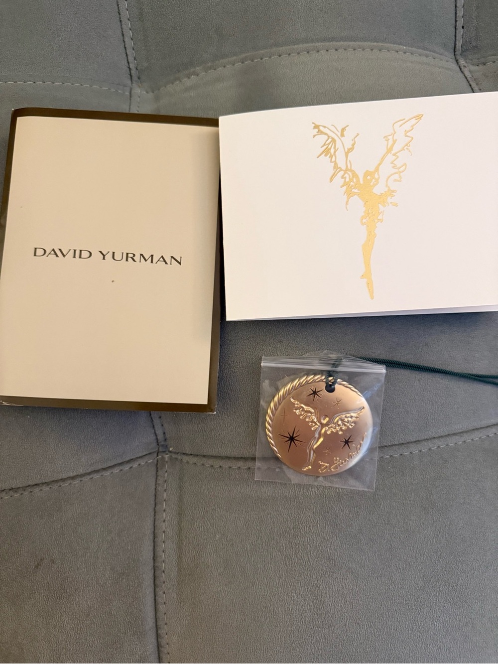 David Yurman 2025 Gold Angel Medallion Ornament with Packaging